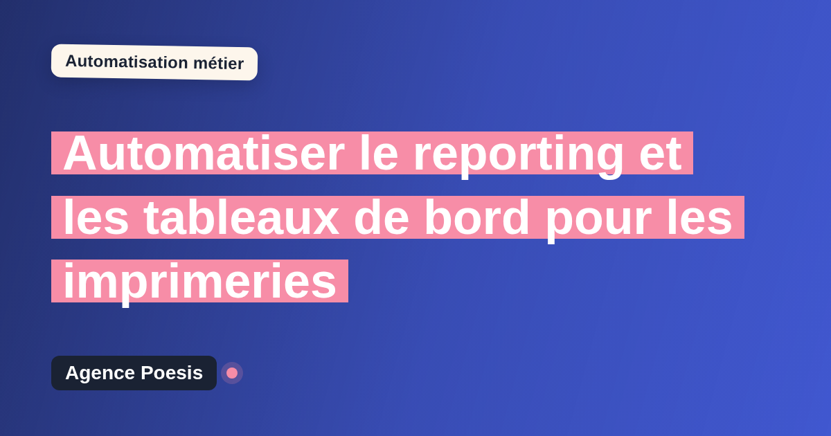 Automatiser le reporting et les tableaux de bord pour les imprimeries : méthode, coûts et ROI