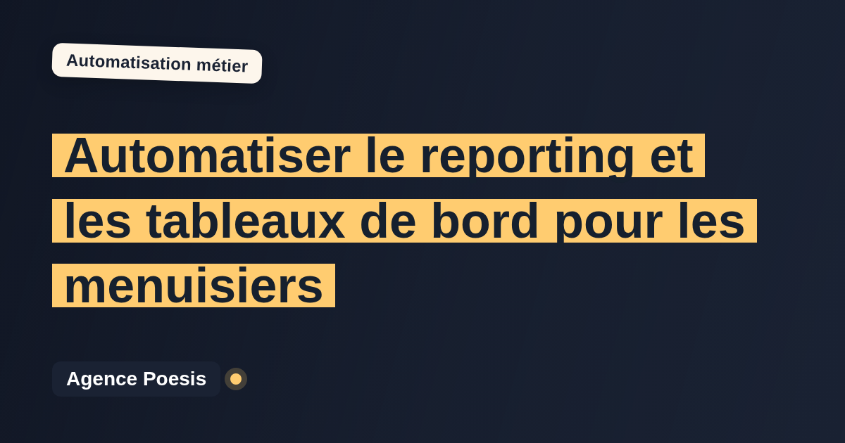 Automatiser le reporting et les tableaux de bord pour les menuisiers : méthode, coûts et ROI