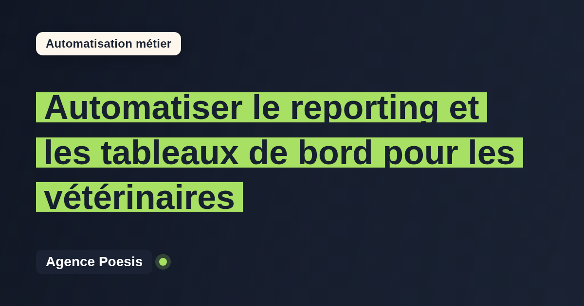 Automatiser le reporting et les tableaux de bord pour les vétérinaires : méthode, coûts et ROI