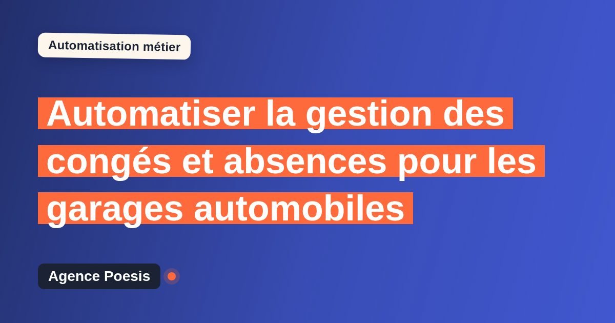 Automatiser la gestion des congés et absences pour les garages automobiles : méthode, coûts et ROI