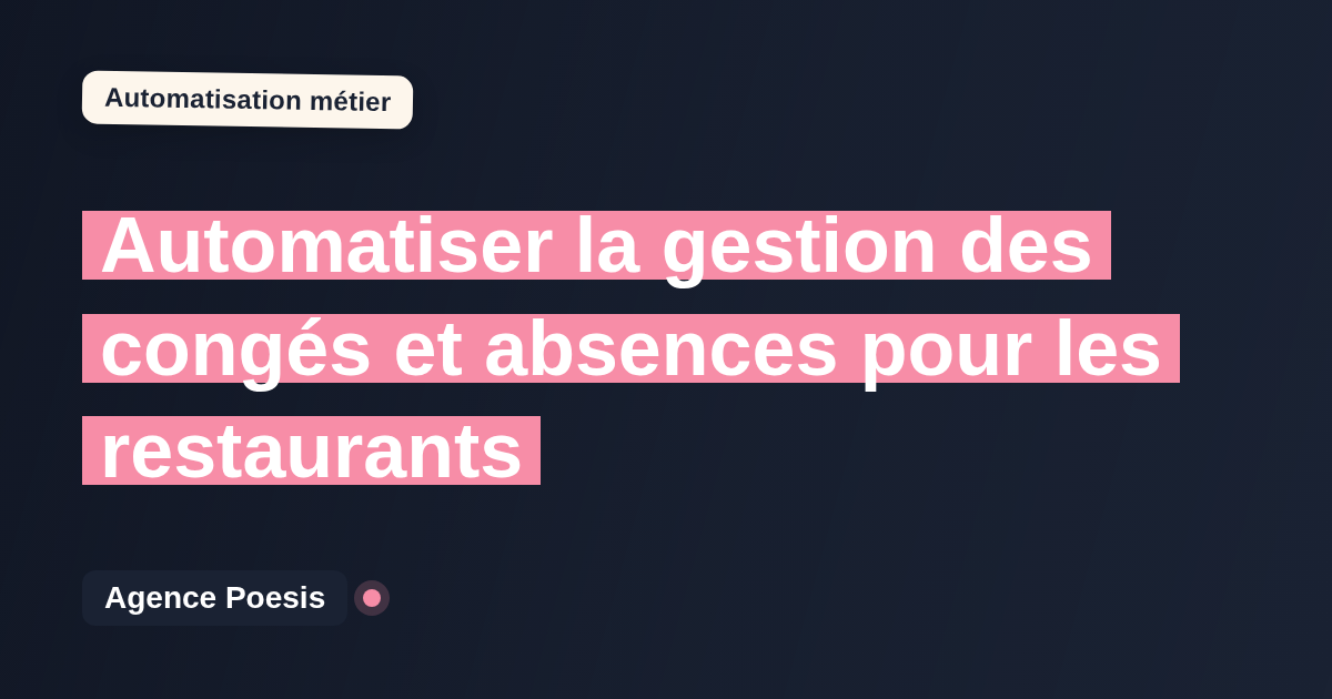 Automatiser la gestion des congés et absences pour les restaurants : méthode, coûts et ROI