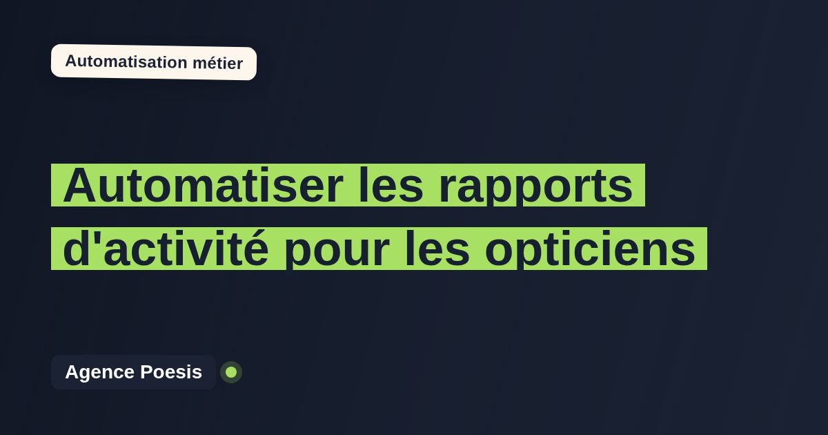 Automatiser les rapports d'activité pour les opticiens : méthode, coûts et ROI