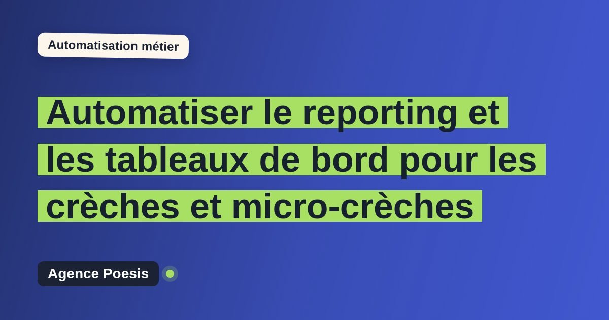Automatiser le reporting et les tableaux de bord pour les crèches et micro-crèches : méthode, coûts et ROI