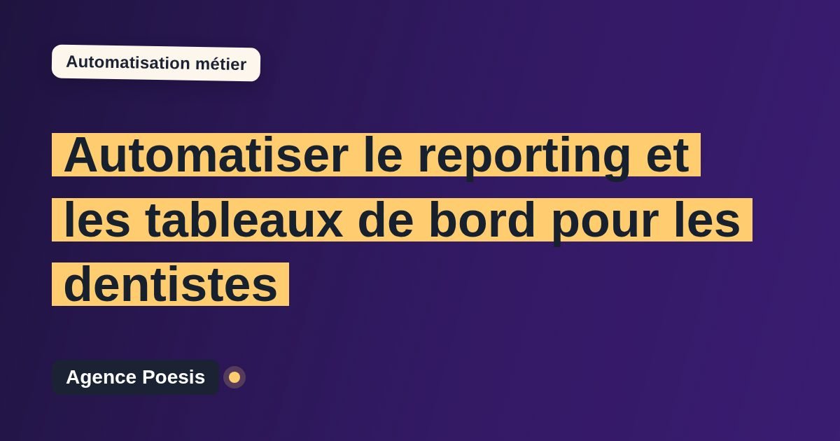 Automatiser le reporting et les tableaux de bord pour les dentistes : méthode, coûts et ROI