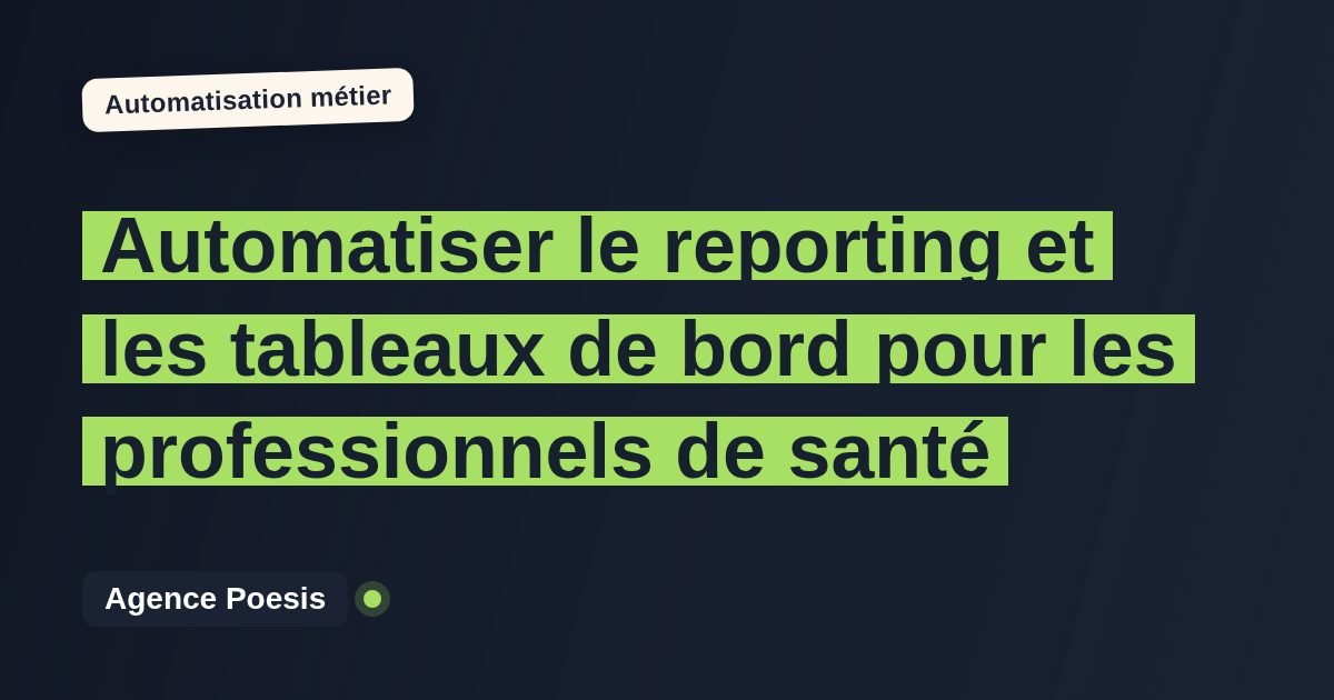 Automatiser le reporting et les tableaux de bord pour les professionnels de santé : méthode, coûts et ROI