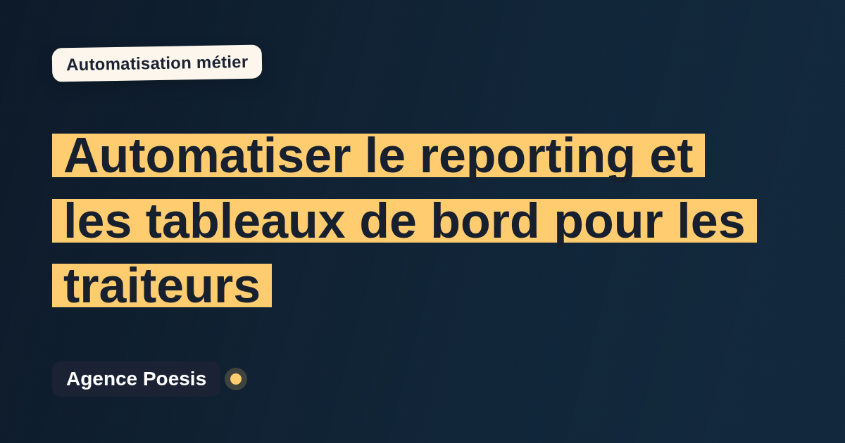 Automatiser le reporting et les tableaux de bord pour les traiteurs : méthode, coûts et ROI